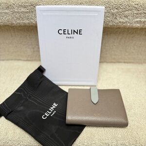 Celine Grained Calfskin Medium Multifunction Strap Wallet Pebble Mineral